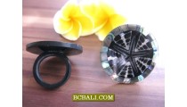 Organic Black Shells With Resin Finger Rings Handmade